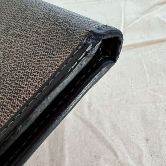 FENDI Mini ZUCCA Leather Bifold Credit Card Gold Tone Logo Wallet - Picture 4 of 11